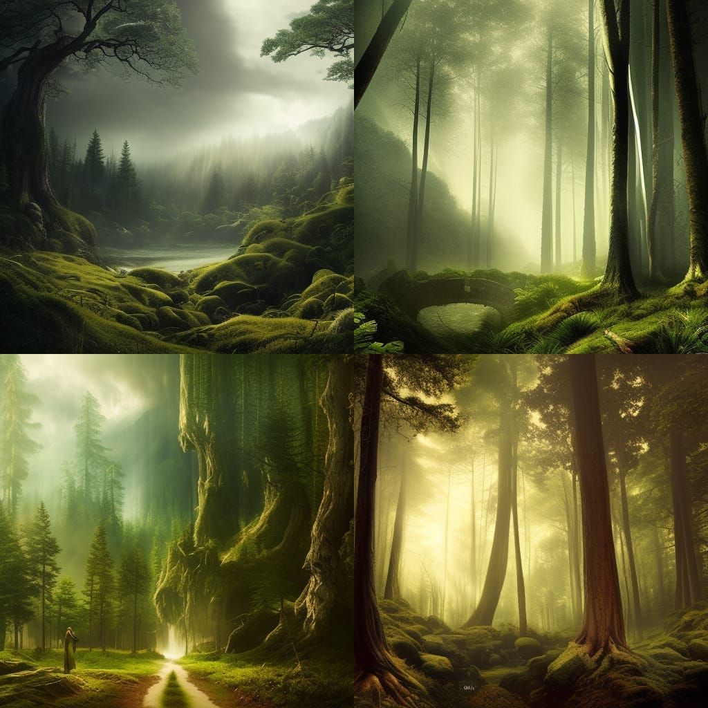 Peaceful Forest Scene in Digital Matte Painting