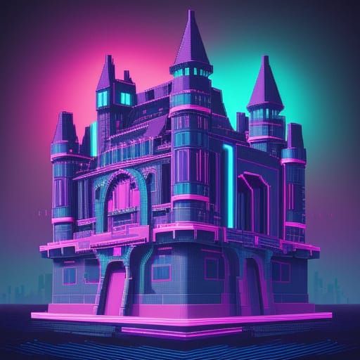 Synthwave Castle in Neon Light