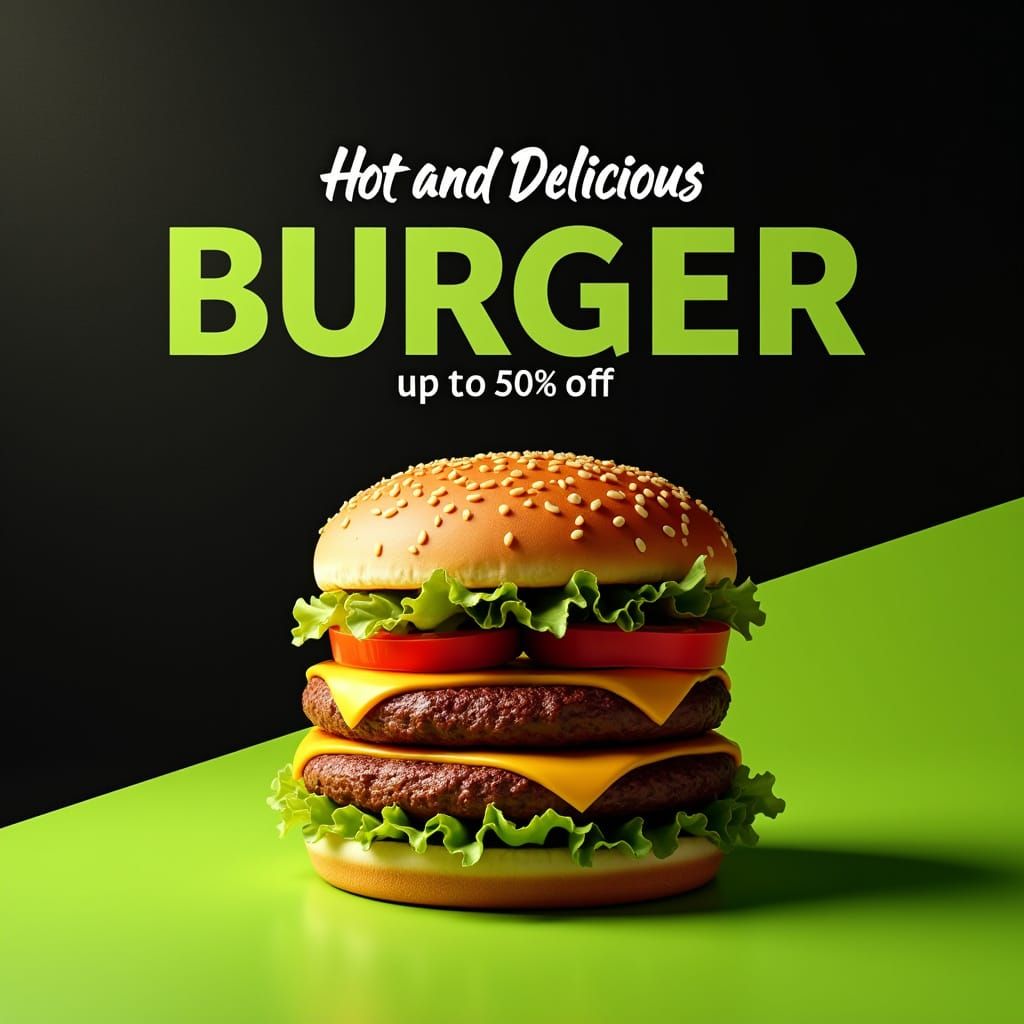 Mouthwatering Photorealistic Double Cheeseburger Advertiseme...