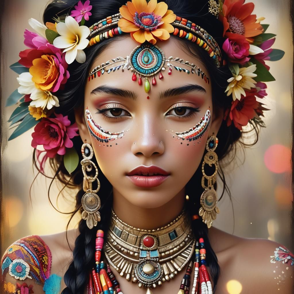 Latin Woman Surrounded by Hands: Hyperrealistic Matte Painti...