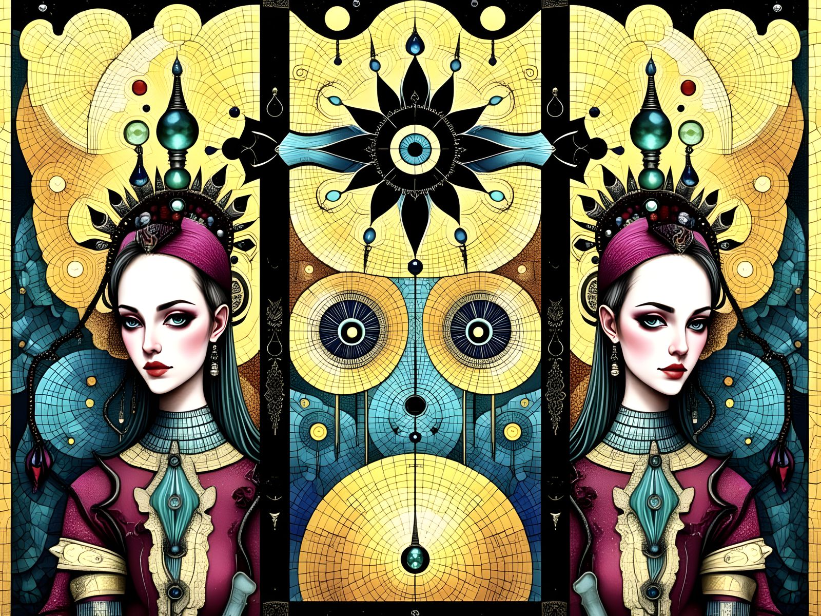 Intricately Detailed Futuristic Pop Art Portrait