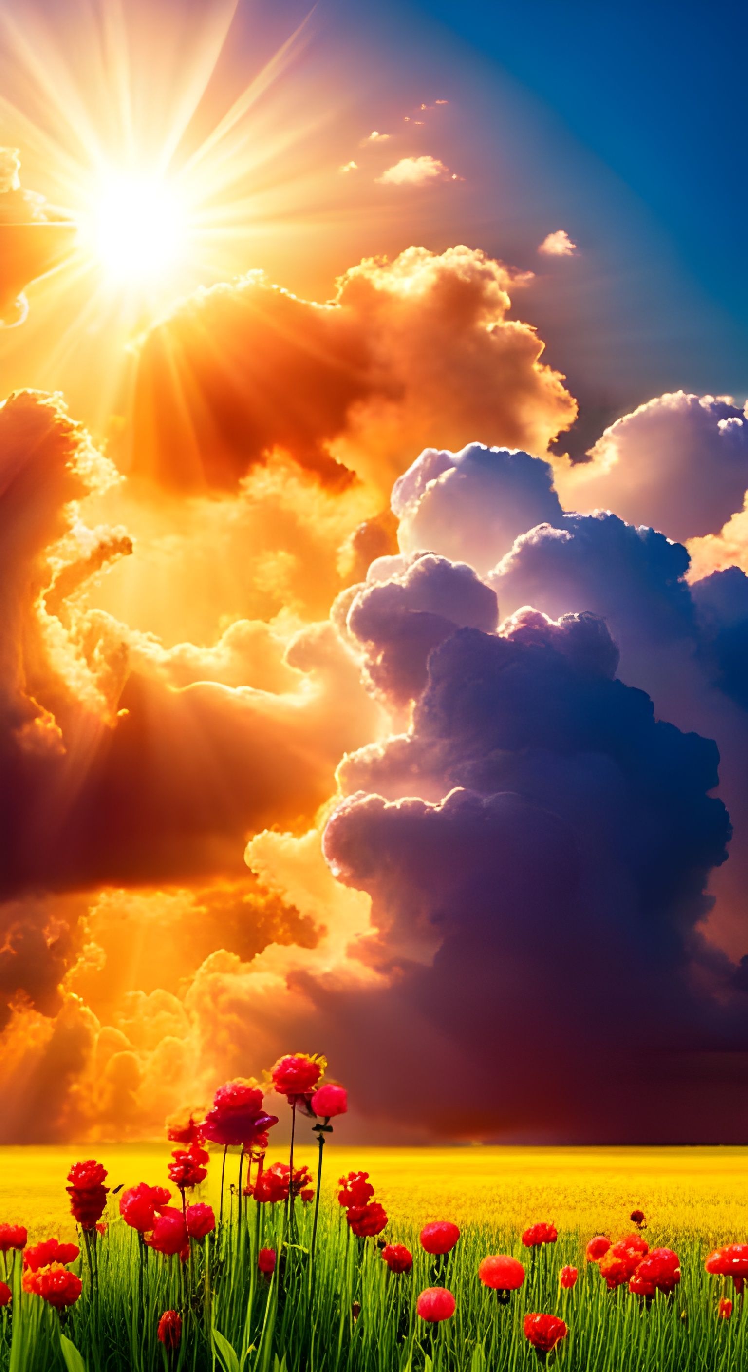Radiant Meadow Face with Floral Hair in Spring