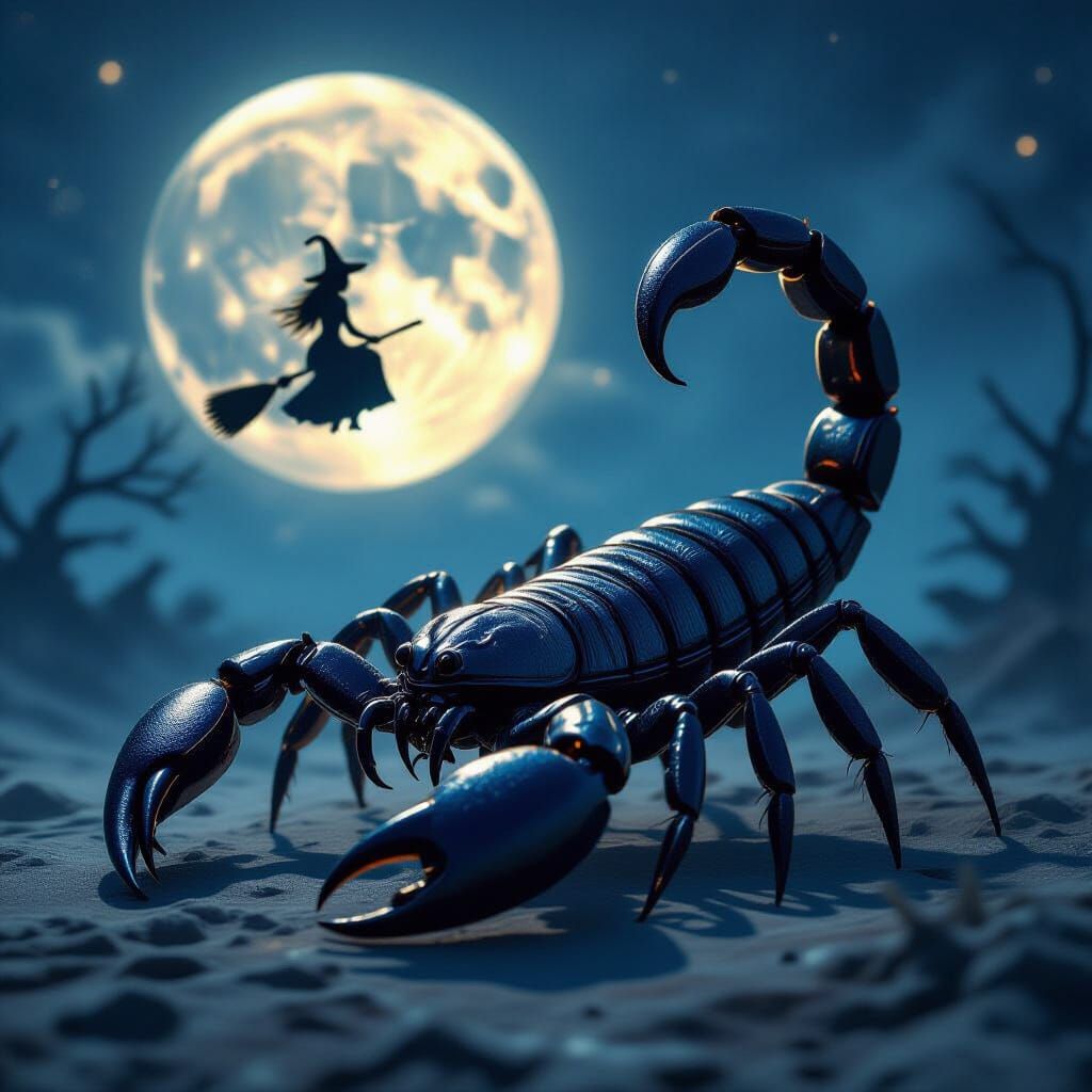 Surreal 3D Scorpion Under Luminous November Moon
