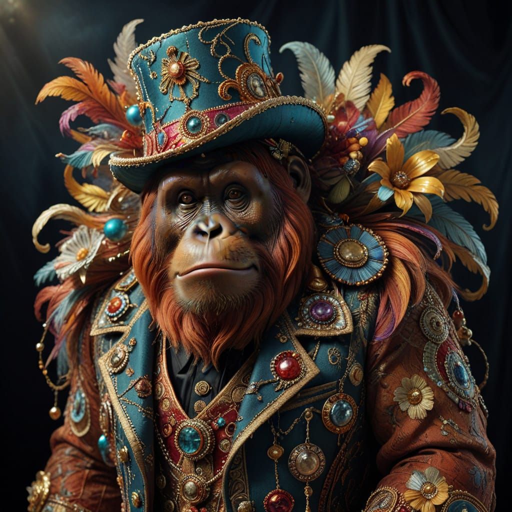 Ringmaster Orangutan in Elaborate Carnival Midway