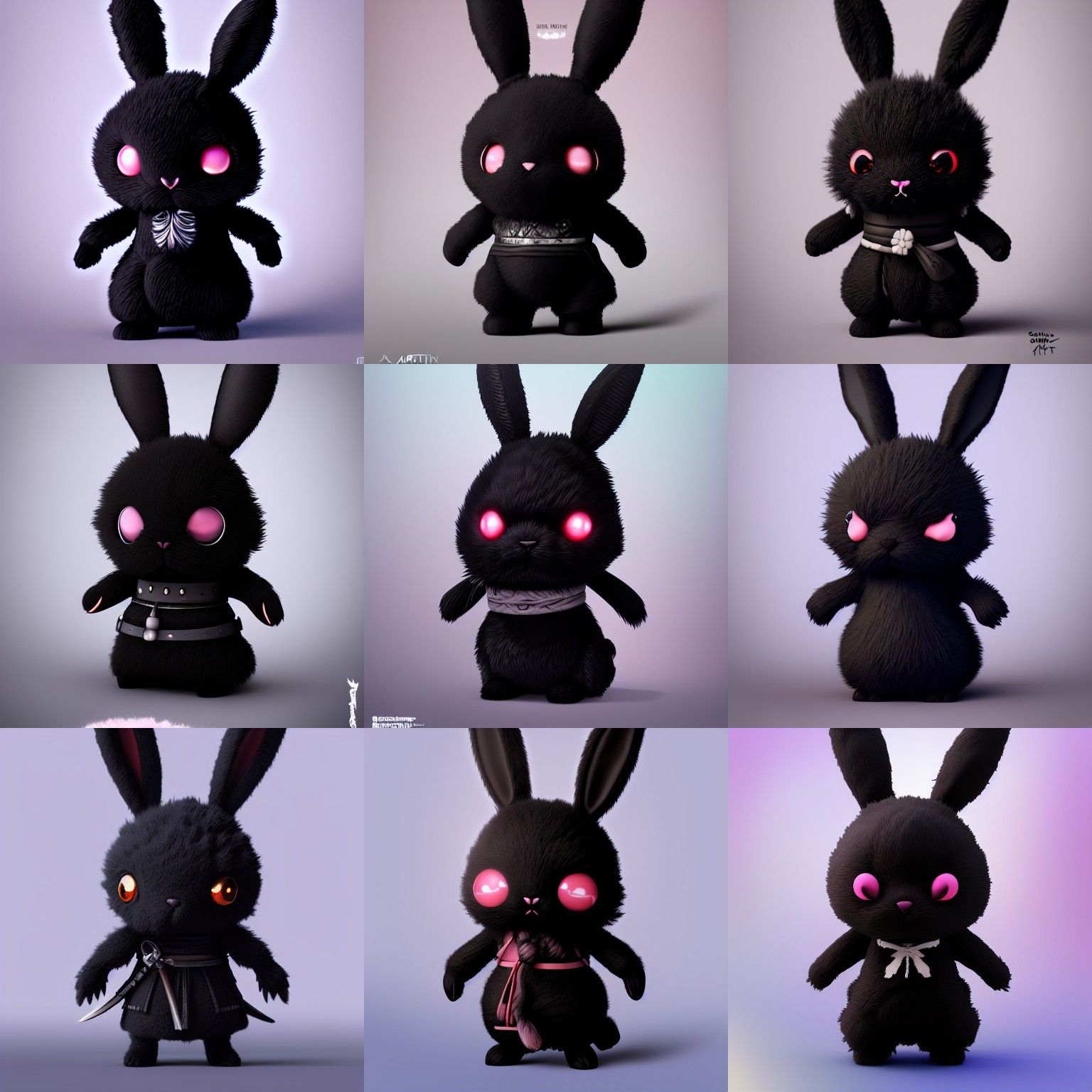 Black Bunny Samurai: 4K Digital Art