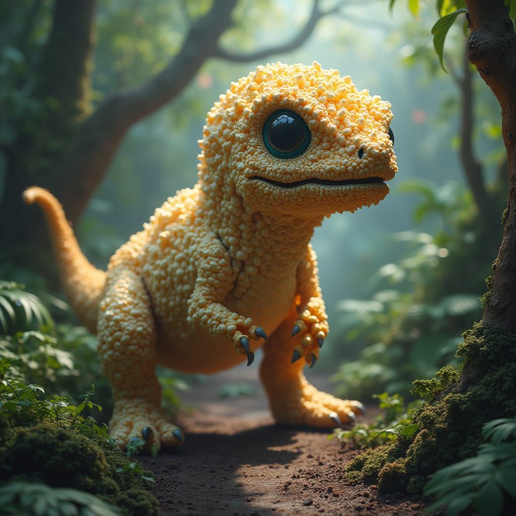 Popcorn Dinosaur in Alien Jungle