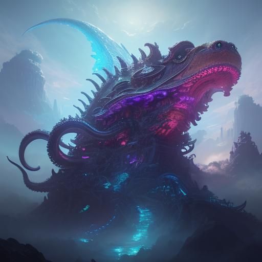 Apothecary Dinosaur Octopus on Rollercoaster, Anime Art