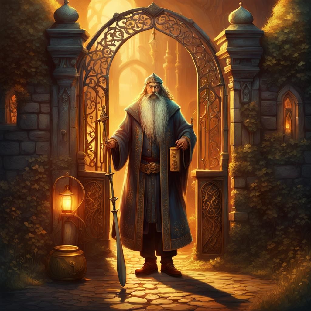 Magical Gate and Wizard: Fantasy Concept Art