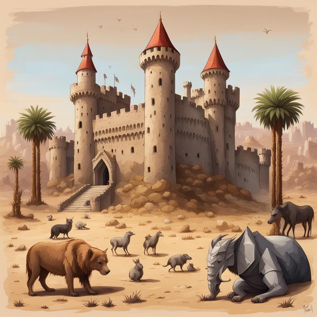 Desert Castle with Animals