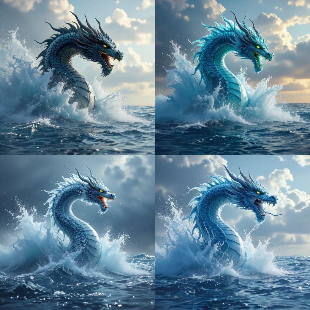 Massive Water Dragon Emerges From Ocean