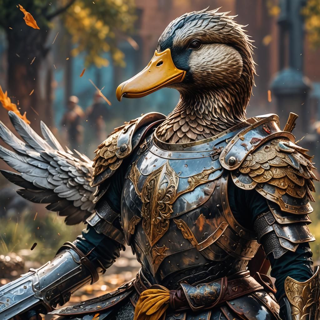 Armored Warrior Duck Digital Painting