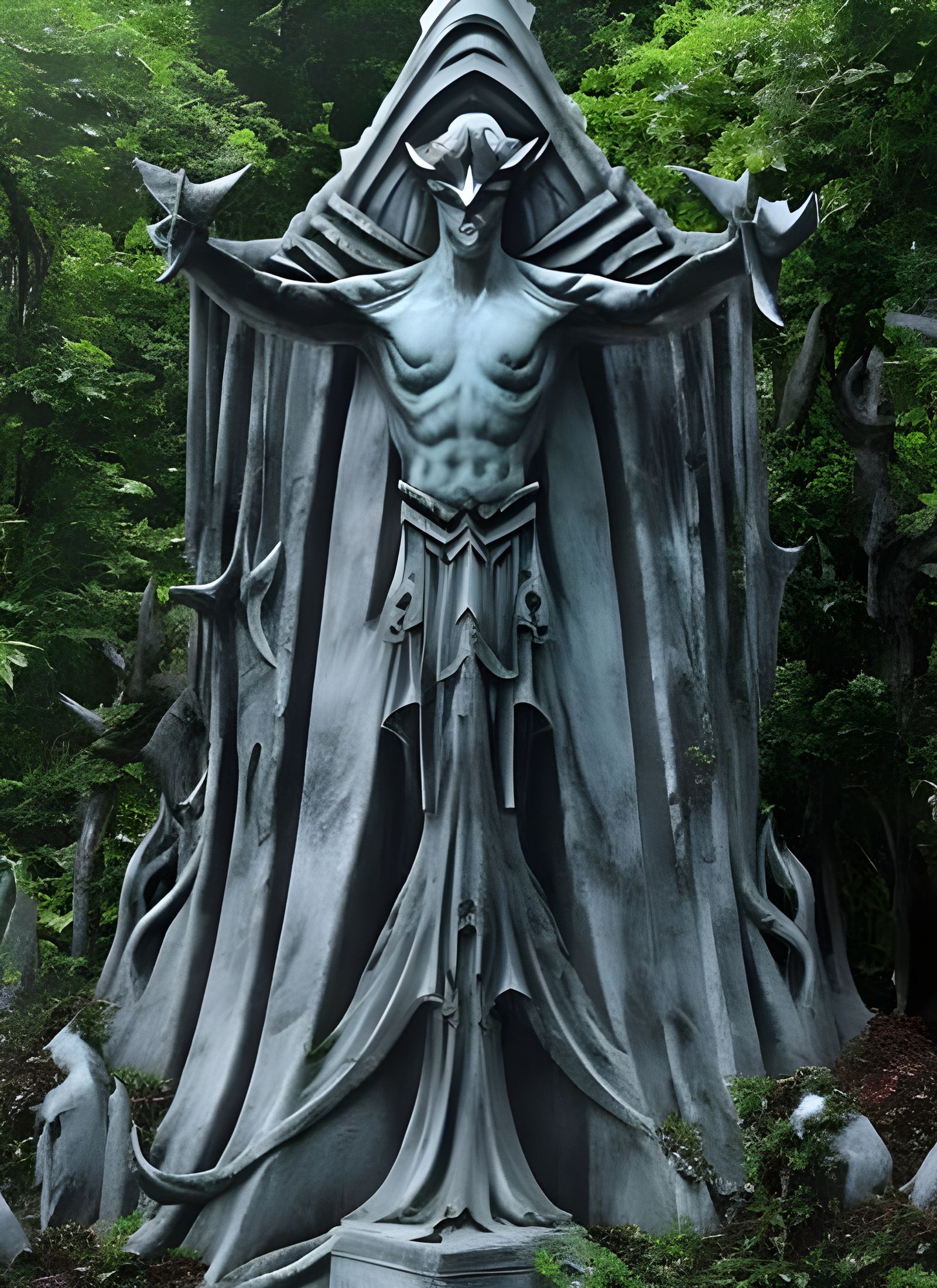 Lovecraftian Statue of Outer God in Jungle