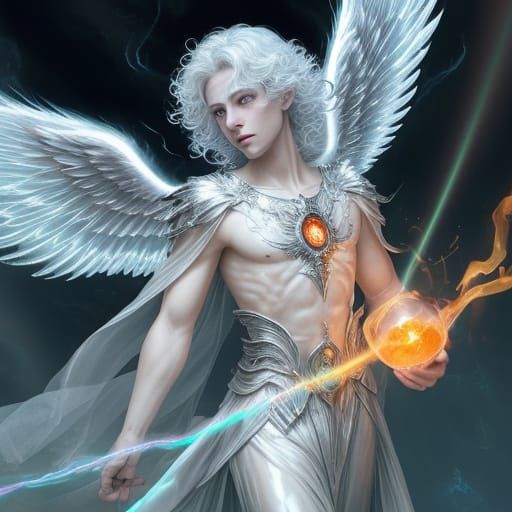 Majestic Winged Cherub Angel in Celestial Splendor