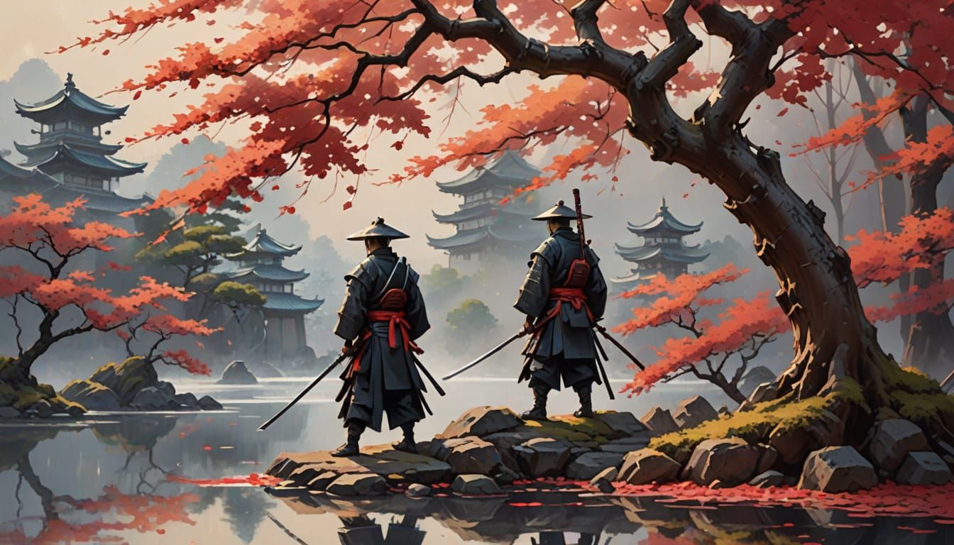 Ronin with Odachi Sword by Bonsai Tree