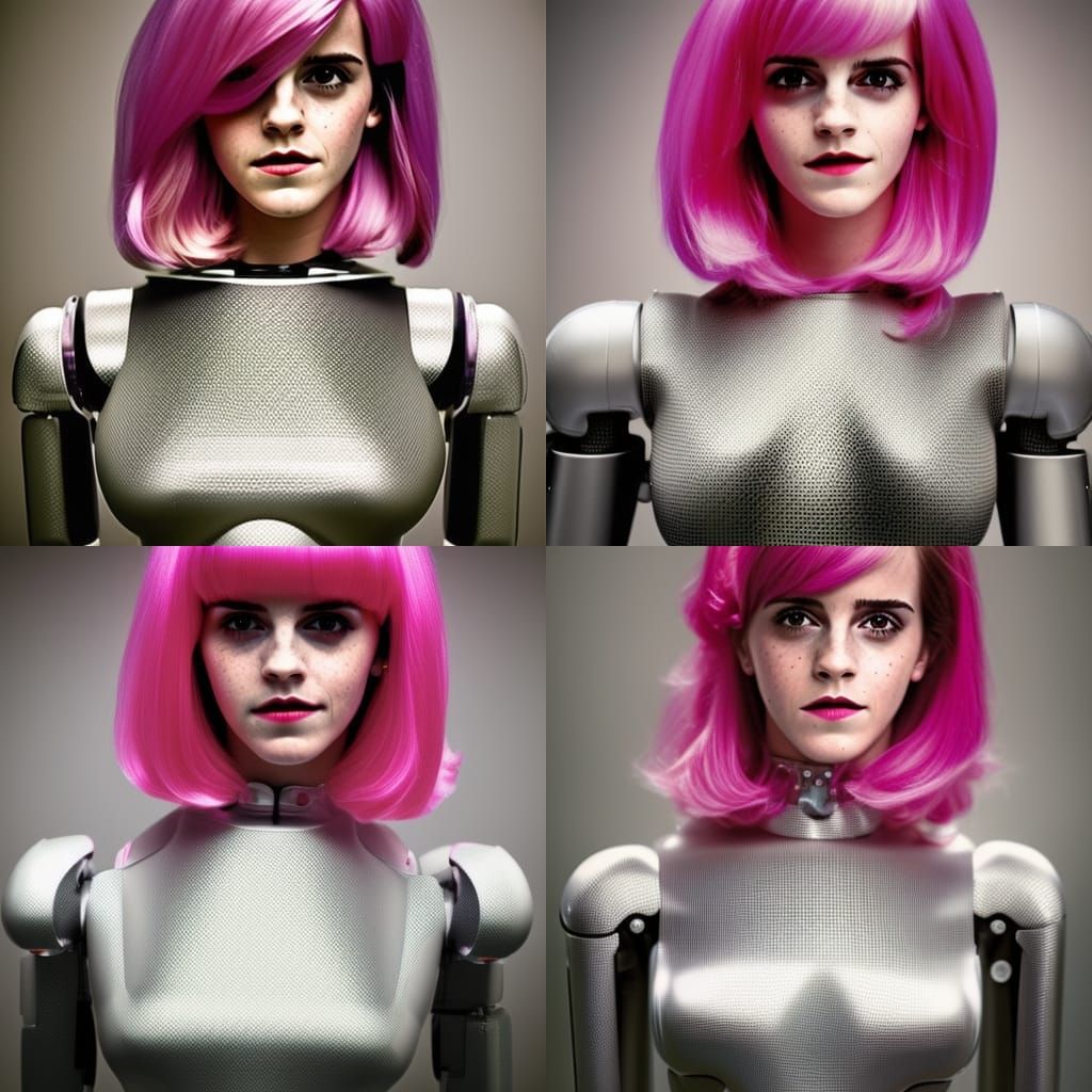Robot Girl Portrait in 80s Style