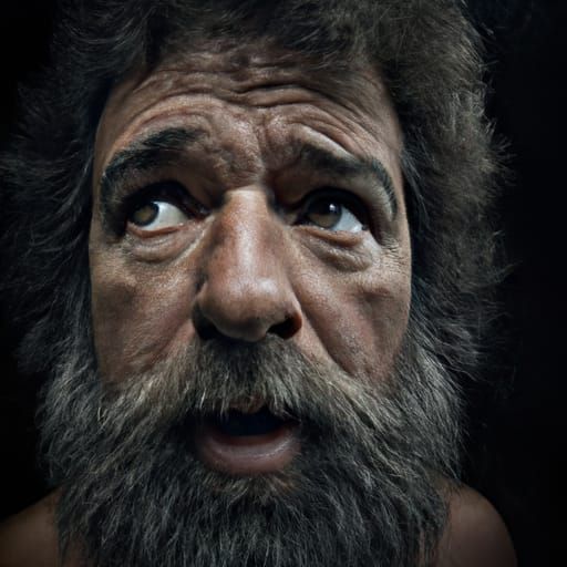 Caveman Portrait in the Style of Street Photography