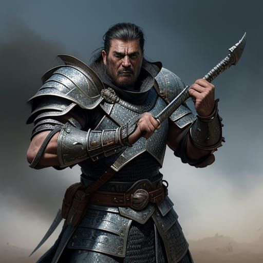 Cleric with Warhammer in Battle, Detailed Digital Painting