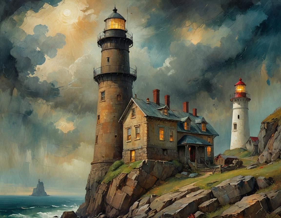 Surreal Beach Portrait in Oil Painting Style