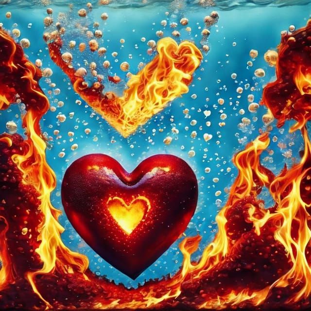 Passionate Love Scene with Fiery Elements