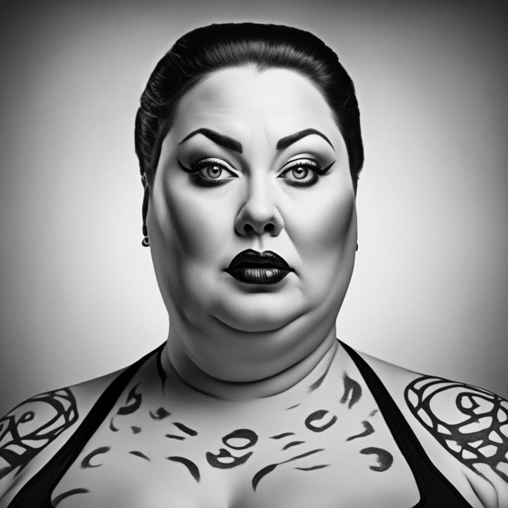 Curvy Woman: Realistic Portrait in Harcourt Style