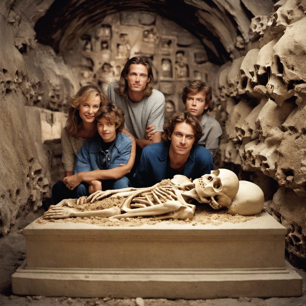 Awkward Family Photo in French Catacombs