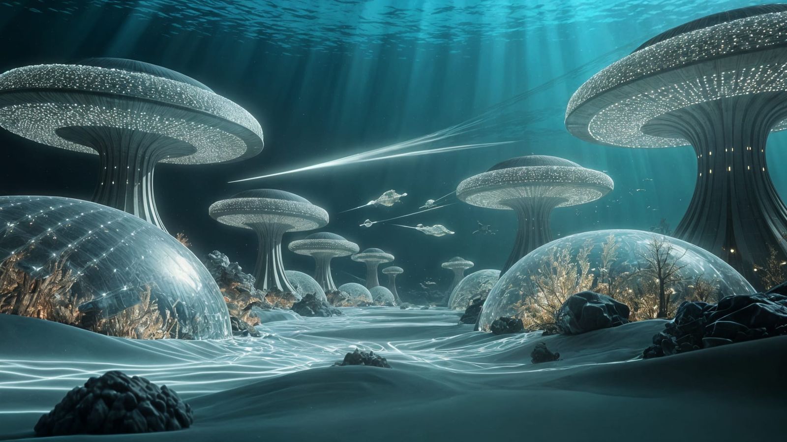 Bioluminescent Underwater Alien City of the Future