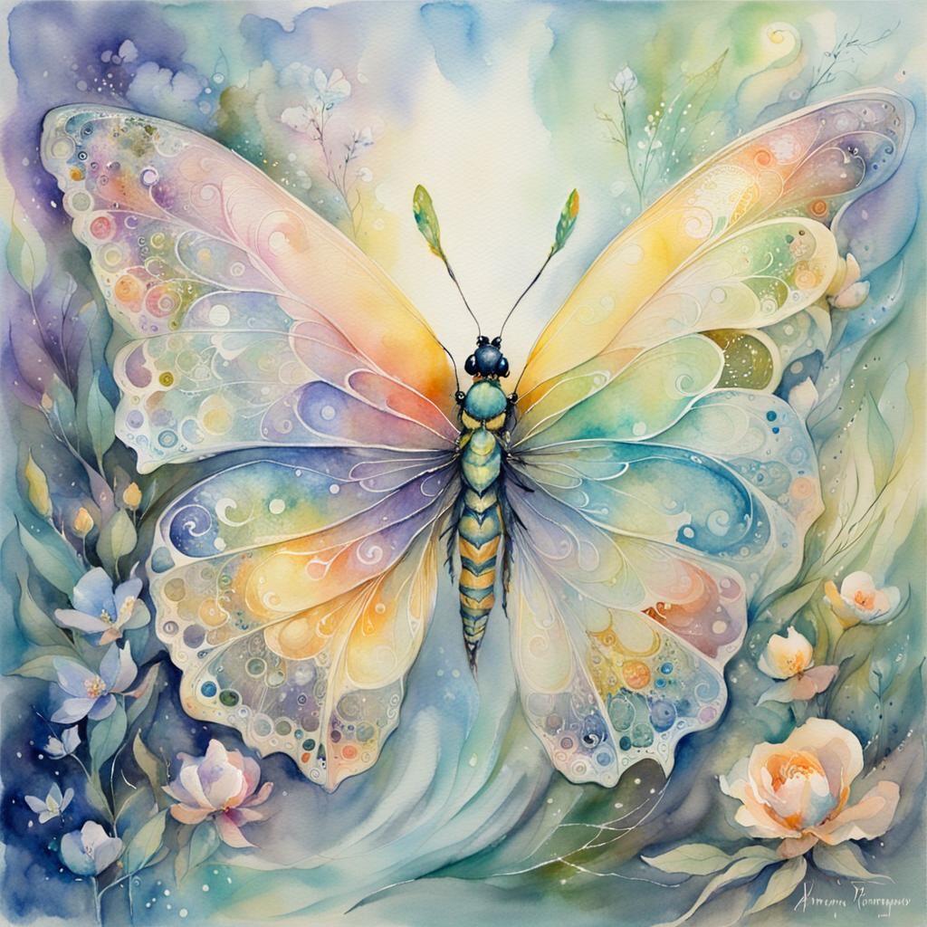 Ethereal Butterfly in Shimmering Pastel Colors
