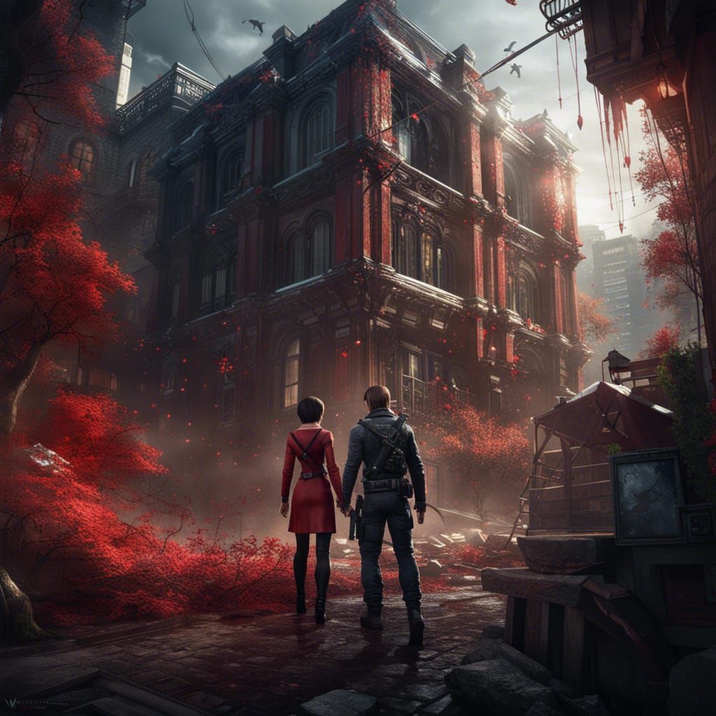 Ada Wong and Leon Kennedy in Detailed Painting