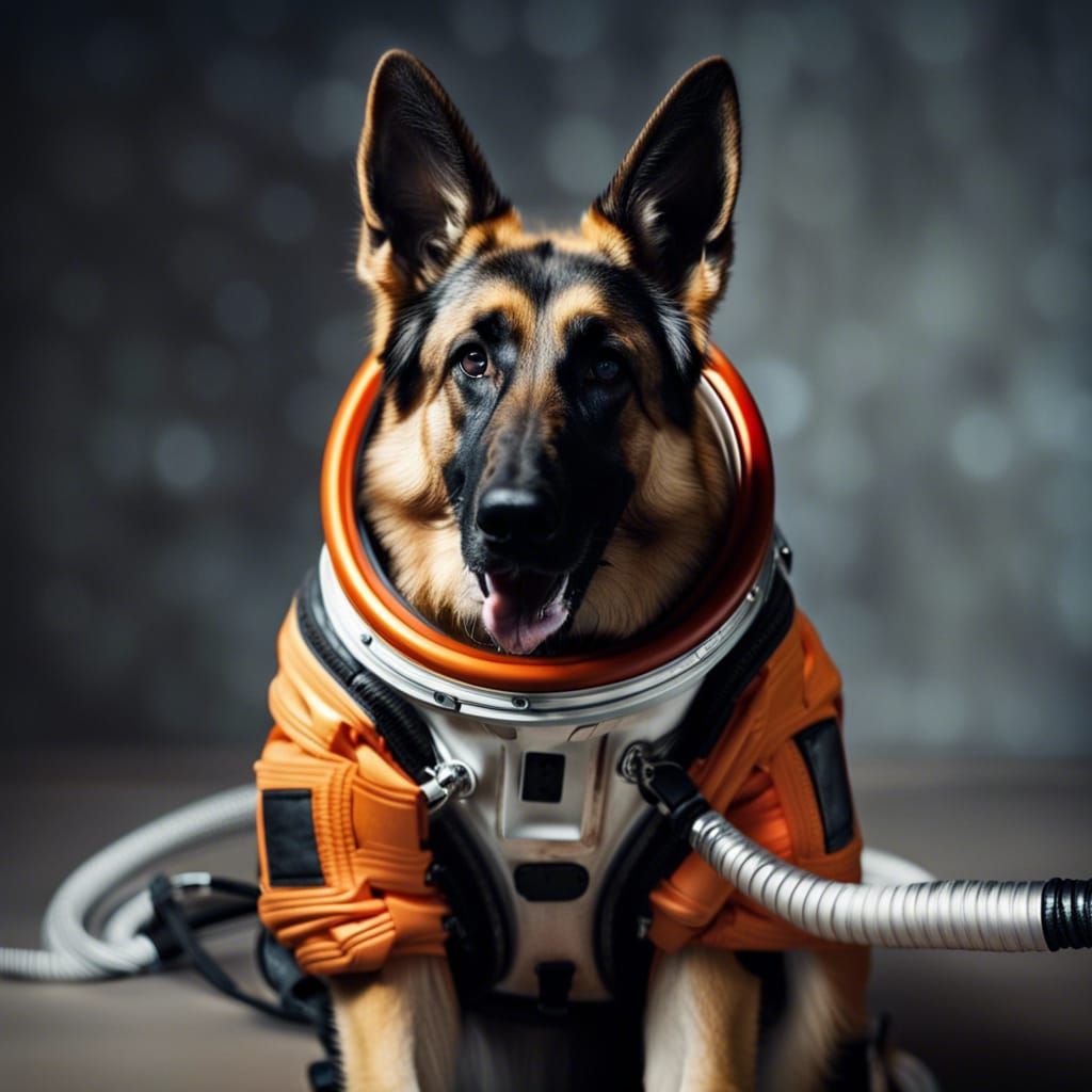 German Shepherd Dog Astronaut on Space Shuttle