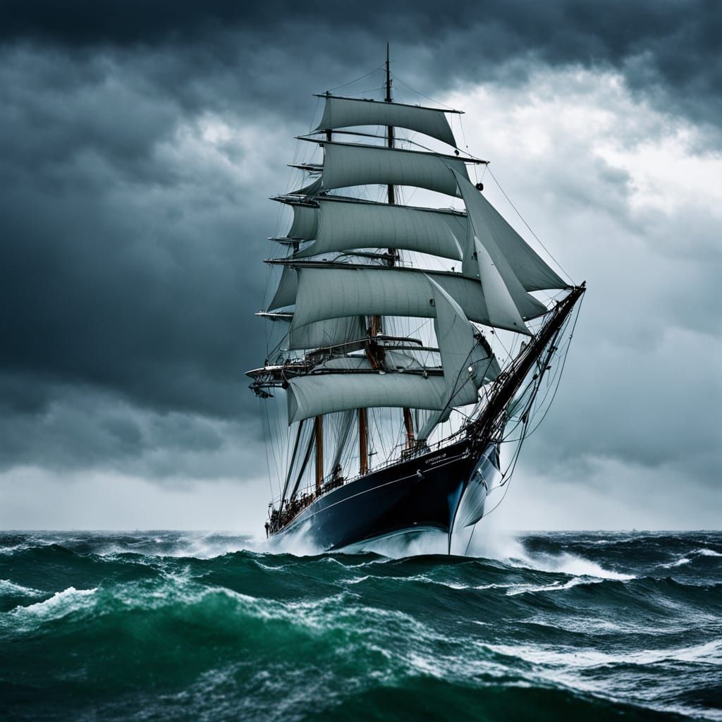 Sleek Sailing Yacht Crashes Through Turbulent Seas in Moody,...