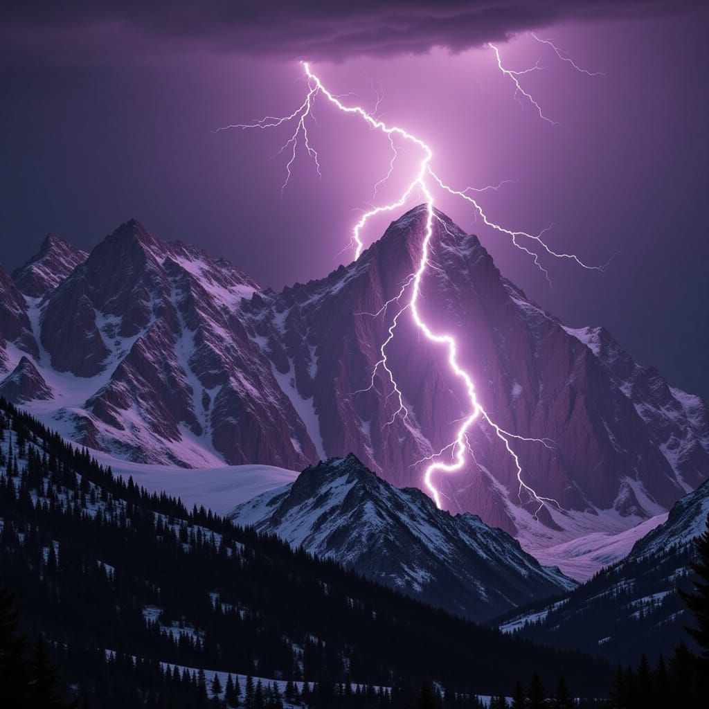 Monochrome Mountain Lightning Storm
