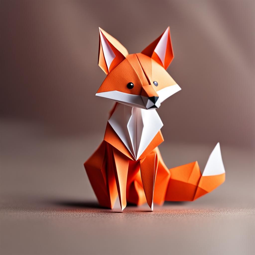 Cute Origami Fox Papercraft in 8K