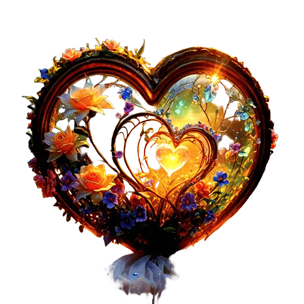 Ethereal Crystal Heart in Hyperrealistic Fantasy Landscape