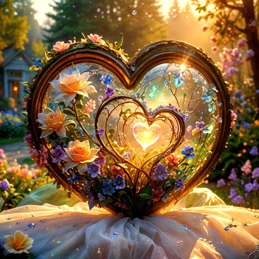 Ethereal Crystal Heart in Hyperrealistic Fantasy Style