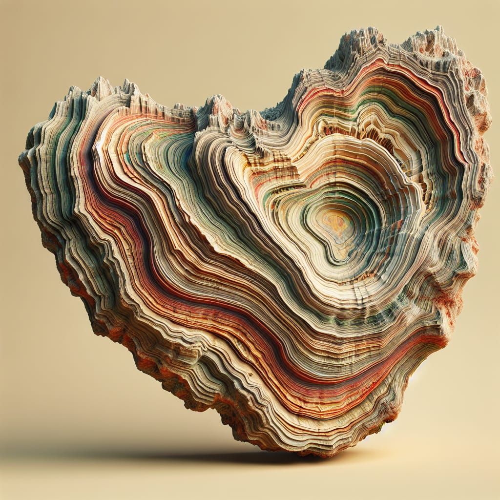 Fascinating Oysteroid Geologic Formation with Varied Rock La...