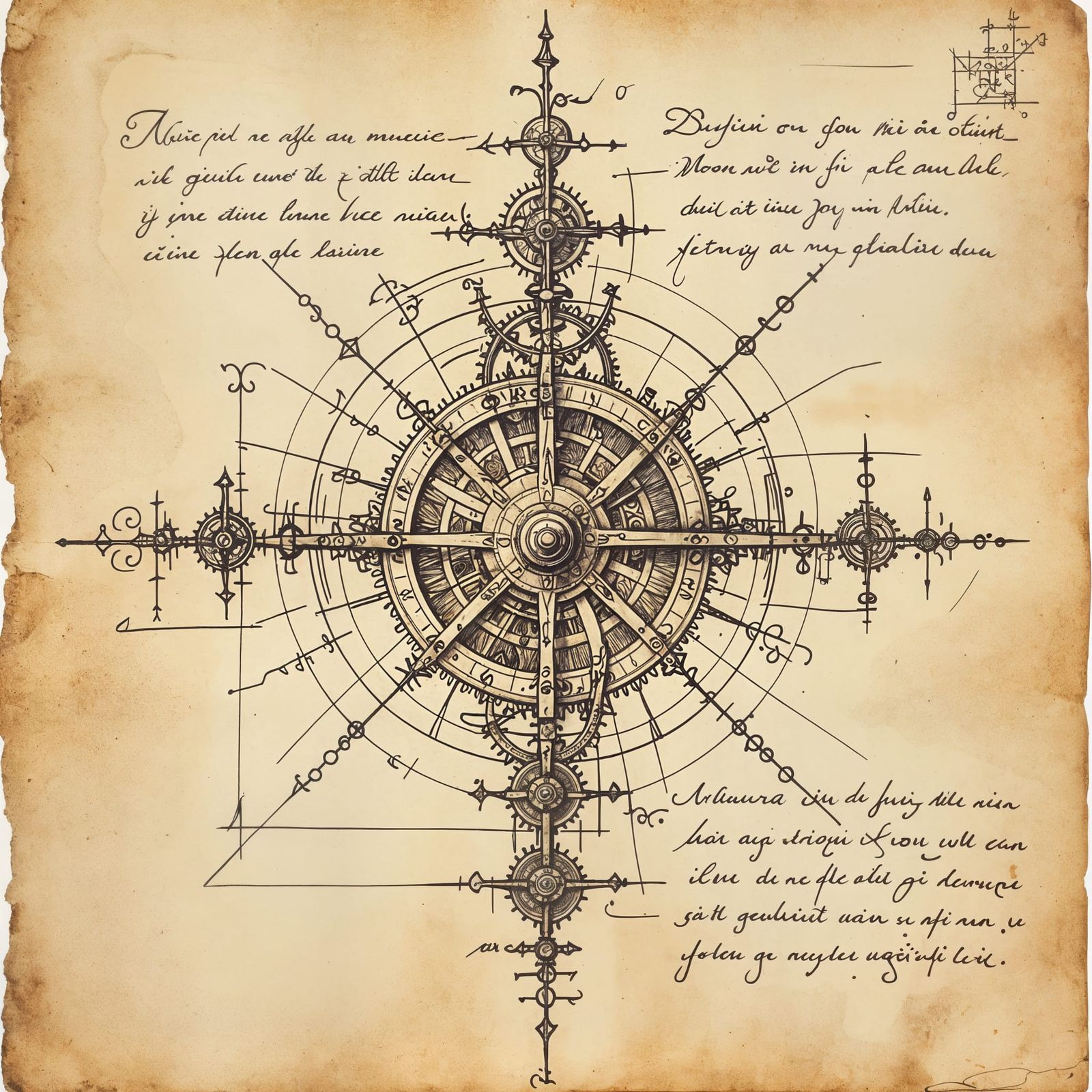 Magical Apparatus Technical Drawing on Parchment