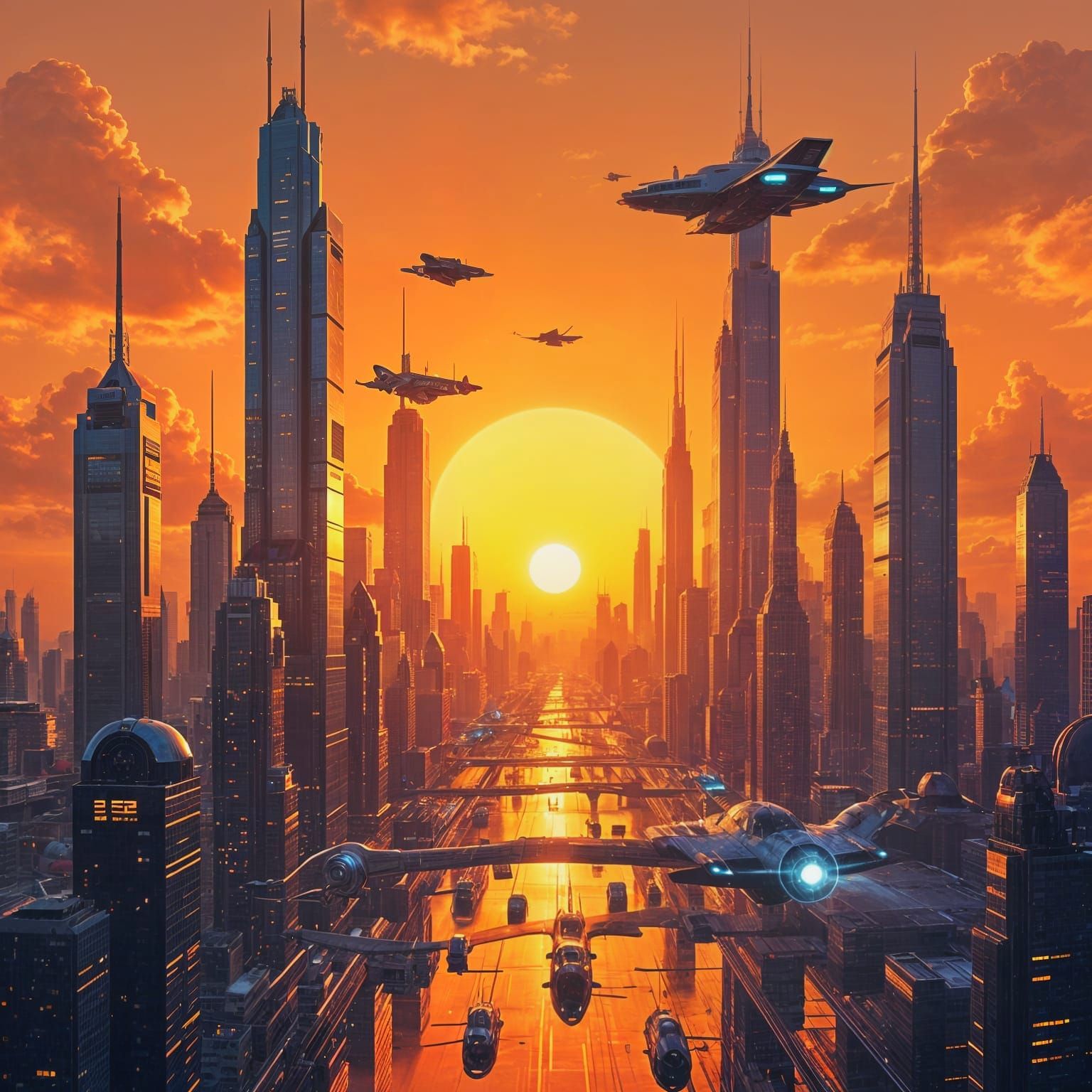 Retro-Futuristic Orange Landscape