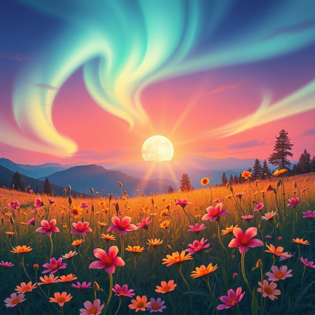 Aurora Borealis Landscape Inspired by Adventure Time