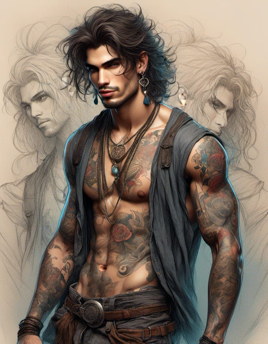 Grungy Gypsy Badass: A Fantasy Portrait Sketch