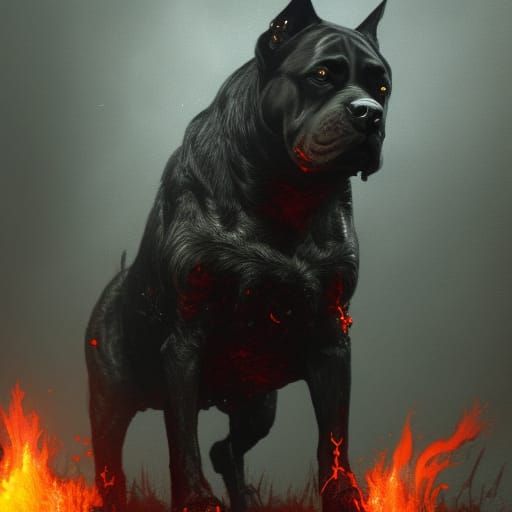 Cane Corso Hell Hound in Dark Fantasy Art