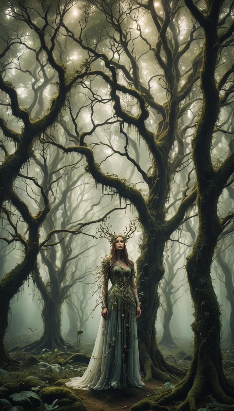 Tree Person in Ethereal Enchanted Forest