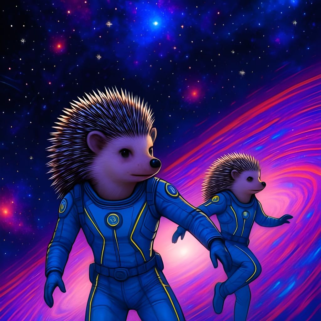 Hedgehog Space Crew Navigates a Starry Expanse
