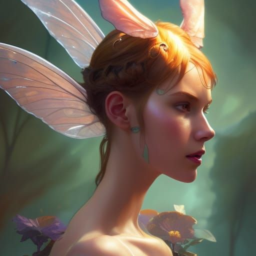 Detailed Hornet Fairy Portrait in Digital Art Style