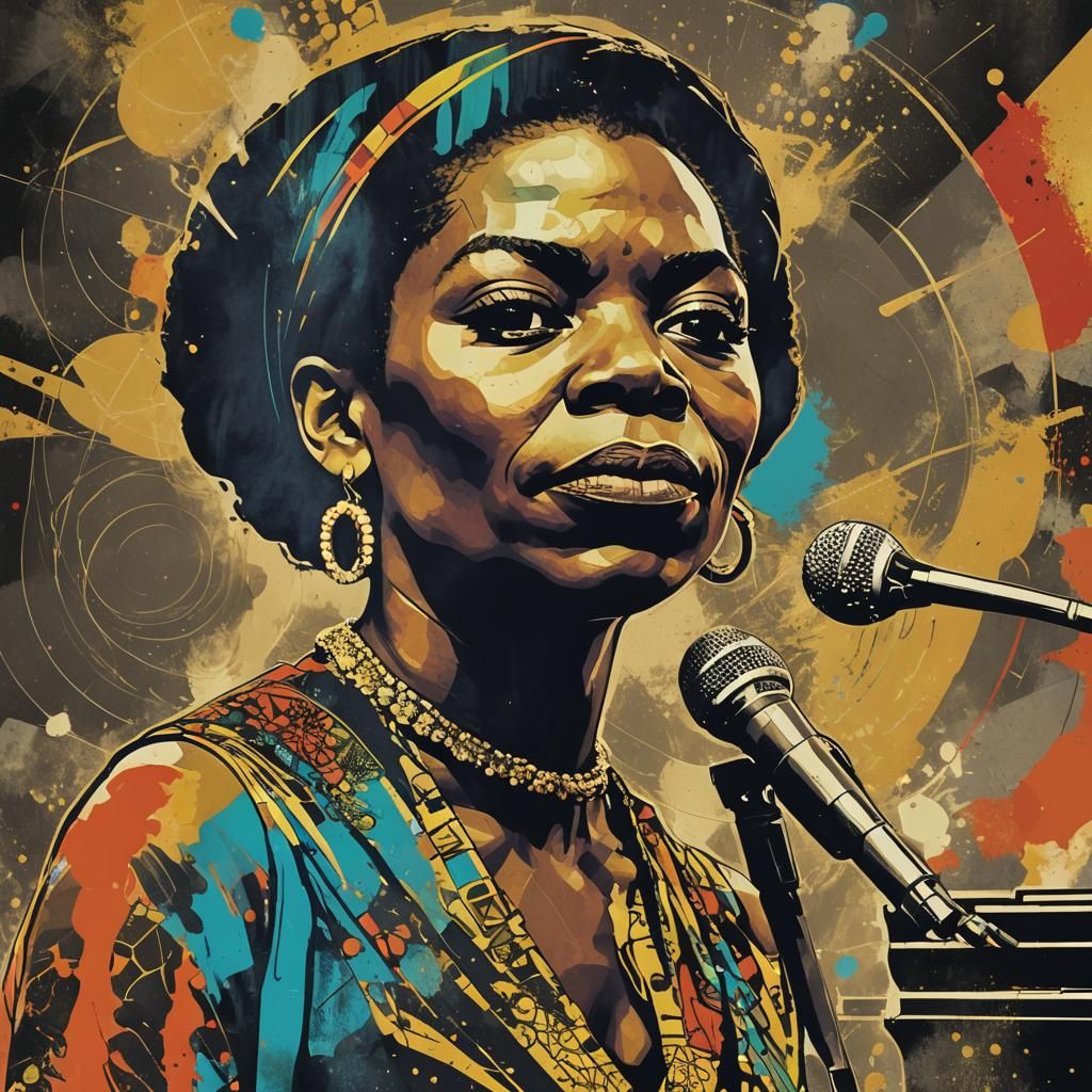 Nina Simone in Smoky Jazz Club Pop Art