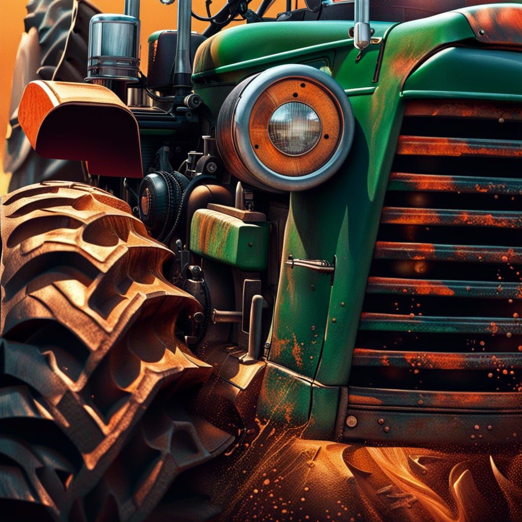 Hyperrealistic Tractor in Splash Art Style