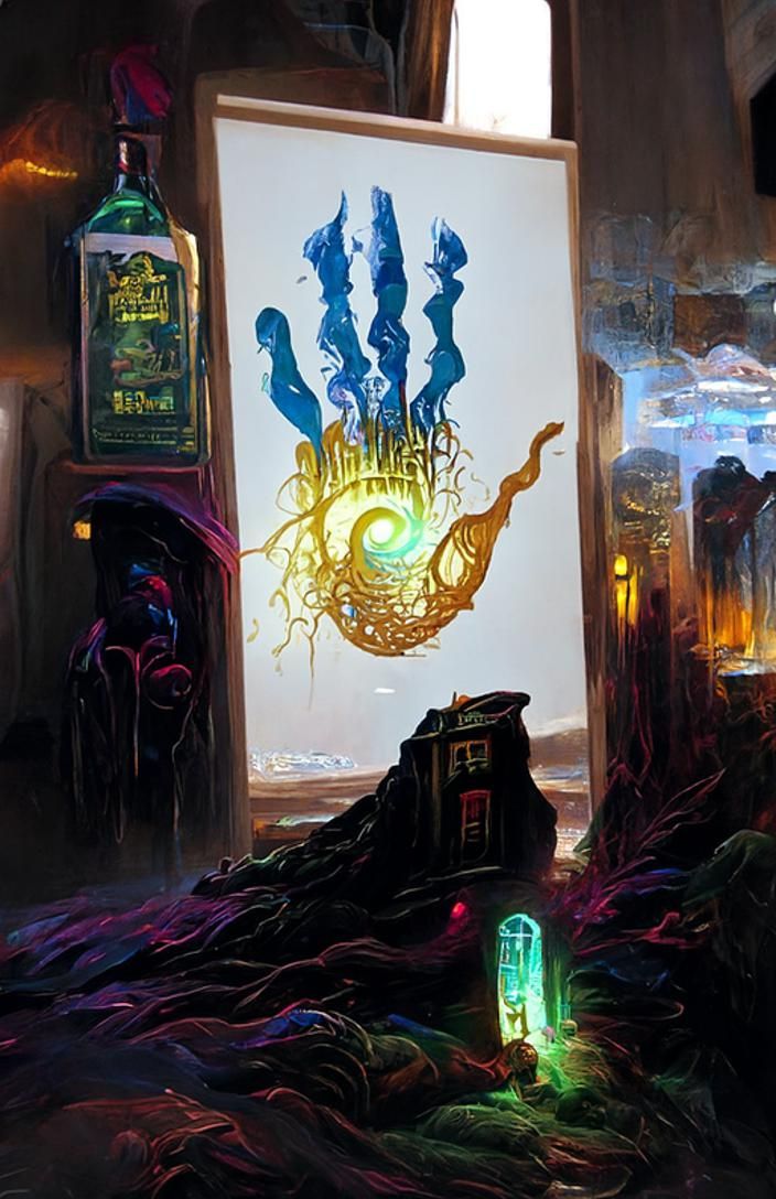 Magical Neon Tavern in Synthwave Style