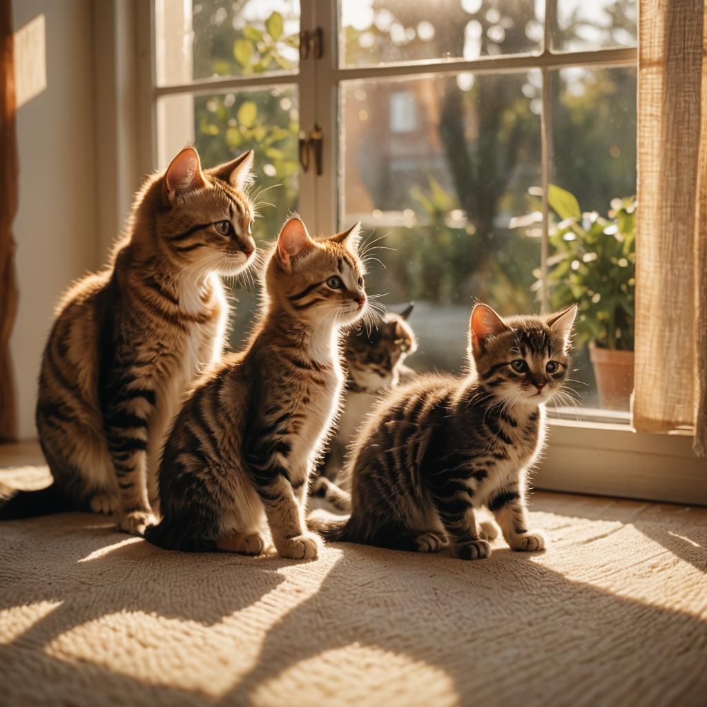 Kittens Play in Golden Sunlight: A Cinematic Scene