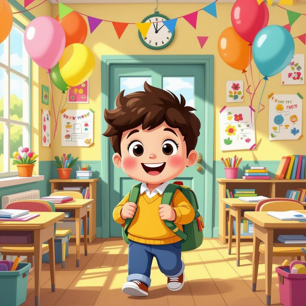 Osama Enters a Whimsical Cartoon Classroom