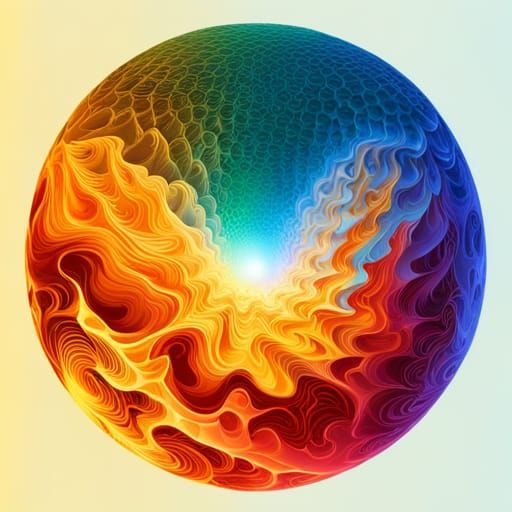 Flame Burning in Water Sphere with Vibrant Colors