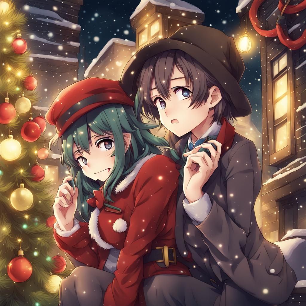 Anime Christmas Detective in Manga Style